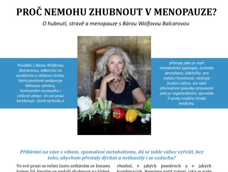 Strava a hubnutí v menopauze
